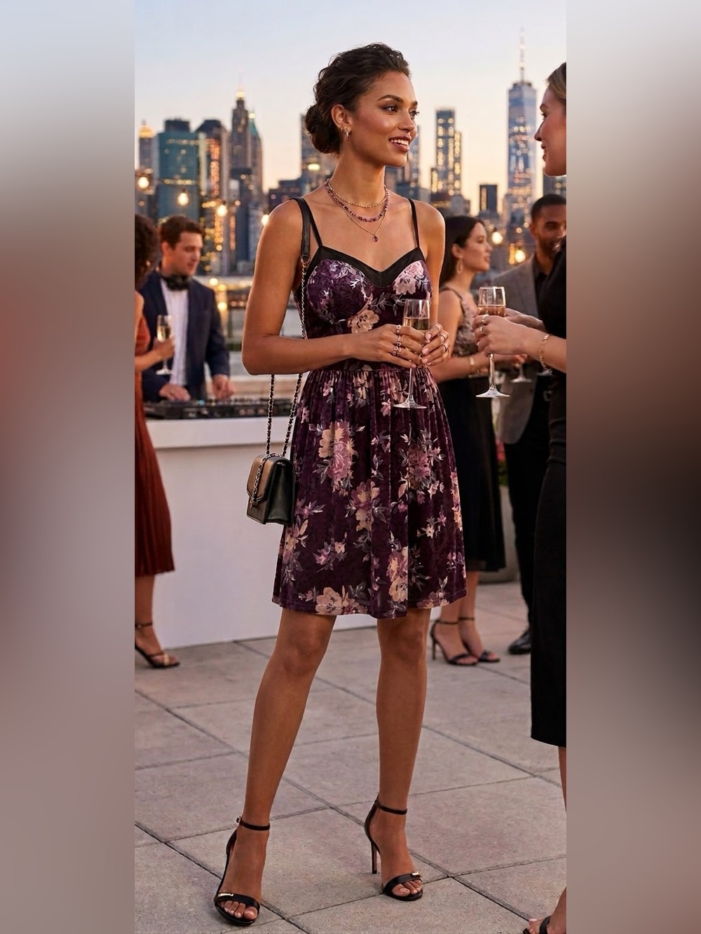 Xhilaration Strappy floral Velvet Dress --Women's Large